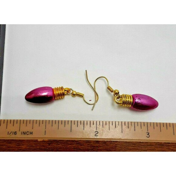 Pink Christmas Tree Light  Earrings - Picture 2 of 2